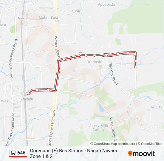 646 Bus Line Map