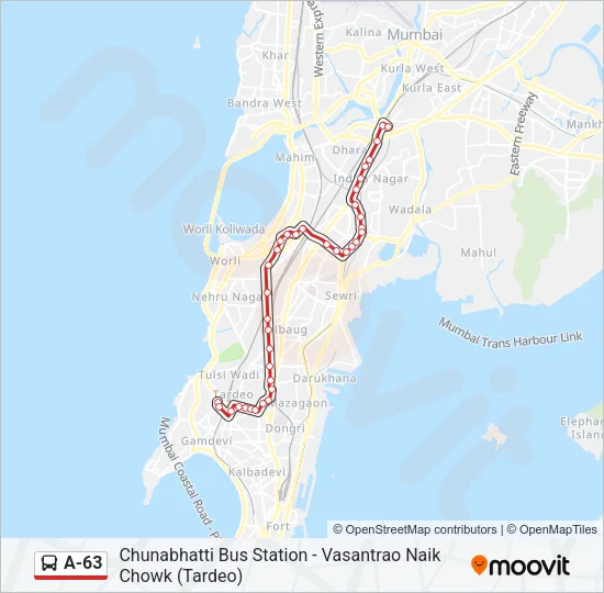 A-63 Bus Line Map