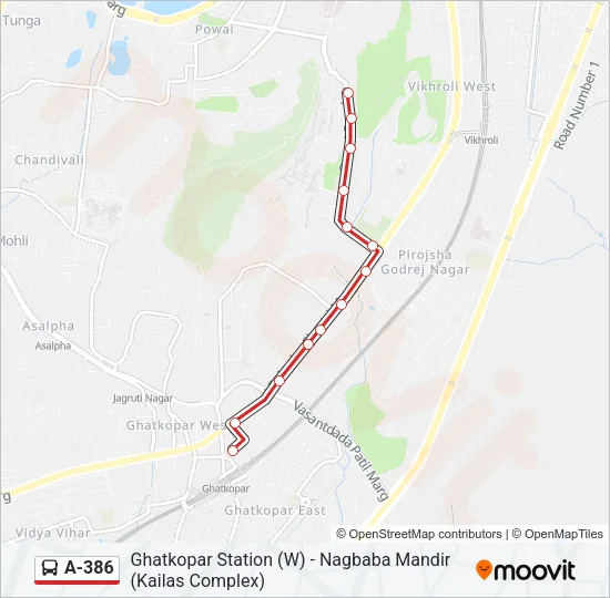 A-386 Bus Line Map