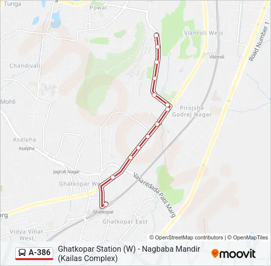 A-386 Bus Line Map