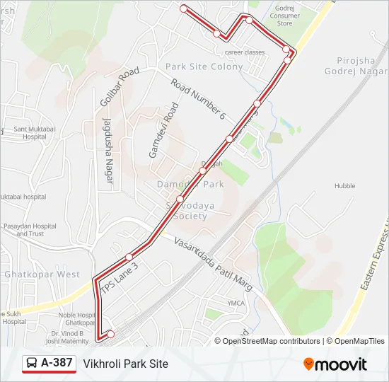 A-387 Bus Line Map