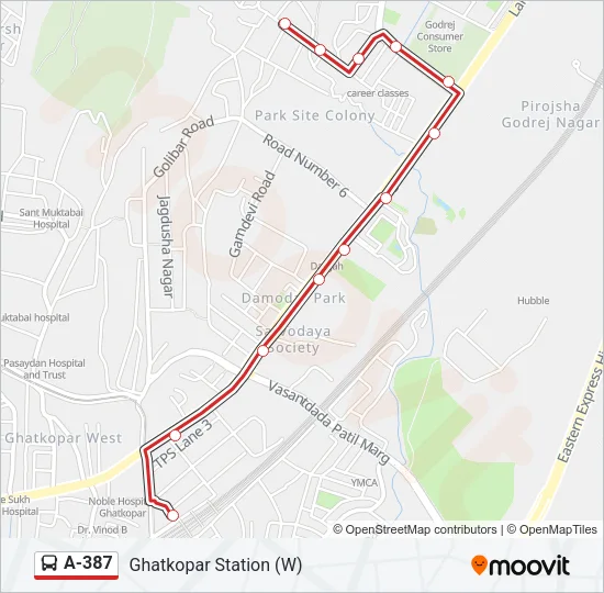 A-387 Bus Line Map