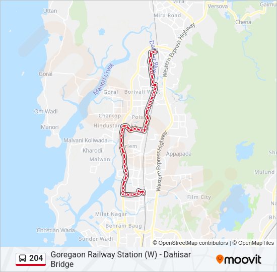 204 bus Line Map