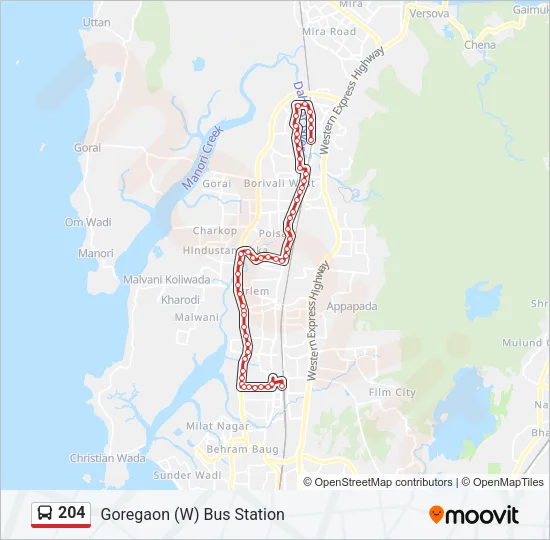204 Bus Line Map