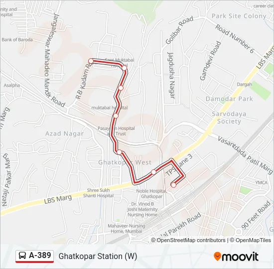 A-389 Bus Line Map