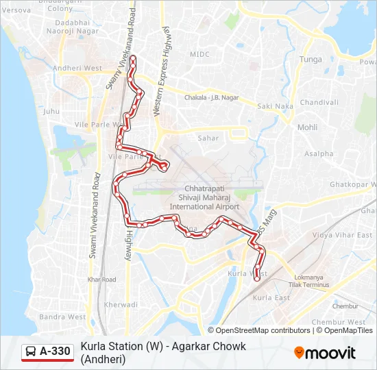 A-330 Bus Line Map