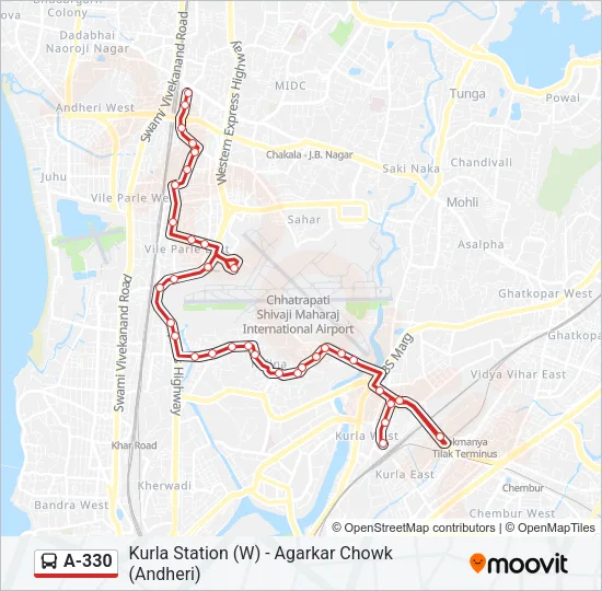 A-330 Bus Line Map