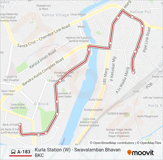 A-183 Bus Line Map