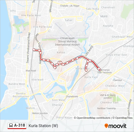 A-318 Bus Line Map