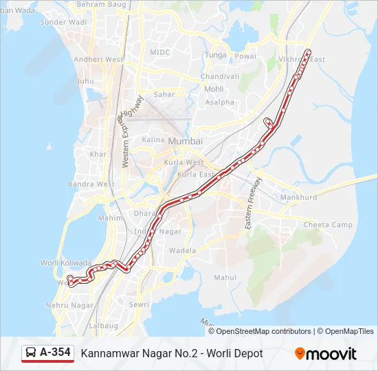 A-354 Bus Line Map