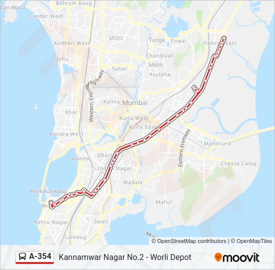A-354 Bus Line Map