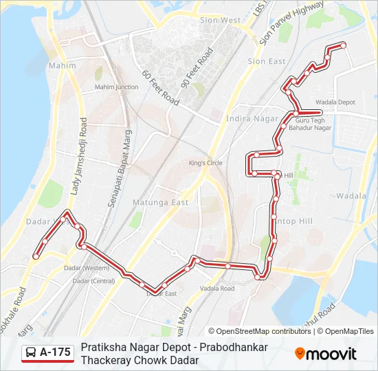 A-175 Bus Line Map