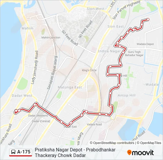 A-175 Bus Line Map