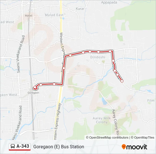 A-343 Bus Line Map