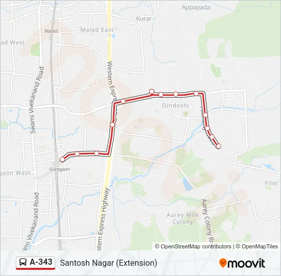 A-343 Bus Line Map