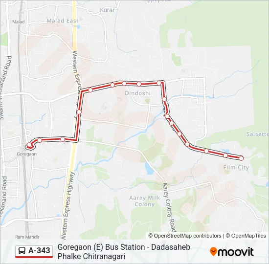 A-343 Bus Line Map