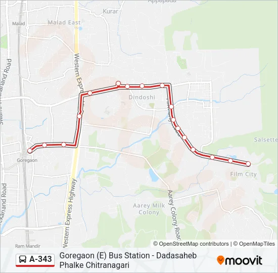A-343 Bus Line Map