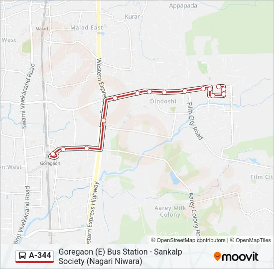 A-344 Bus Line Map