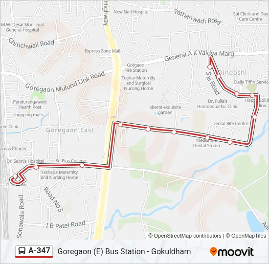 A-347 Bus Line Map