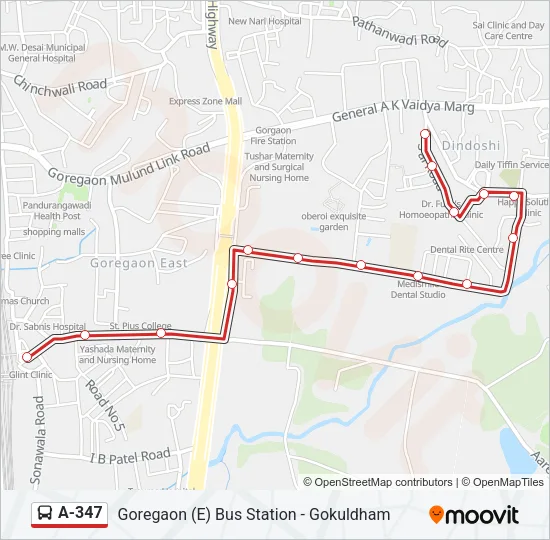 A-347 Bus Line Map
