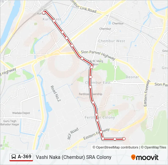 A-369 Bus Line Map