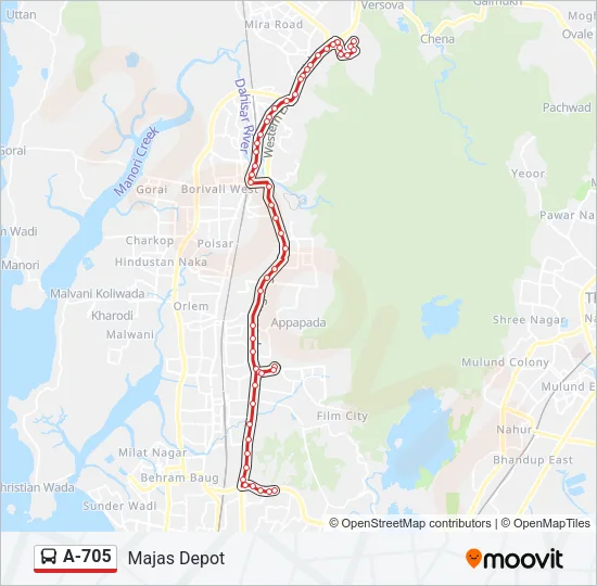 A-705 Bus Line Map
