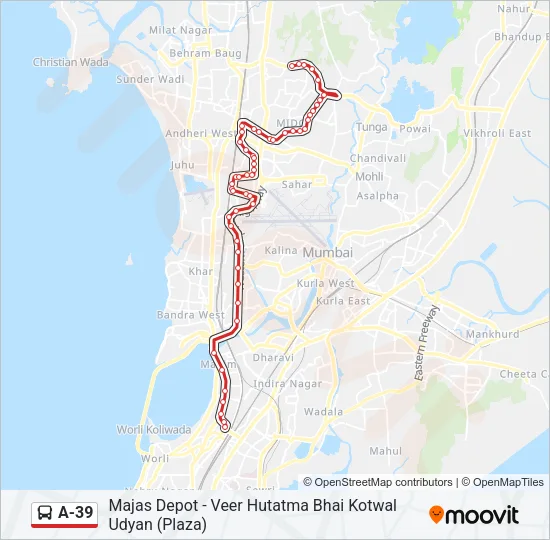 A-39 Bus Line Map