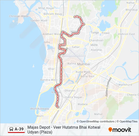 A-39 Bus Line Map