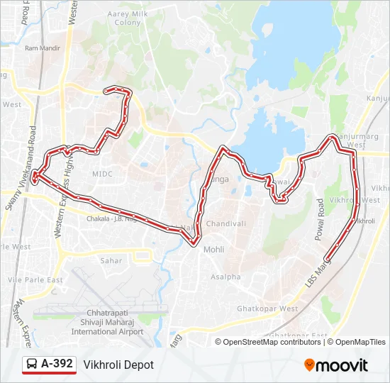 A-392 Bus Line Map