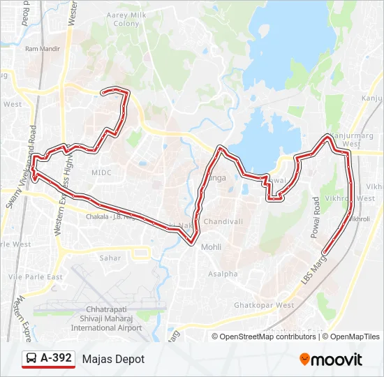 A-392 Bus Line Map