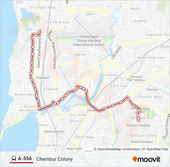 A-356 Bus Line Map
