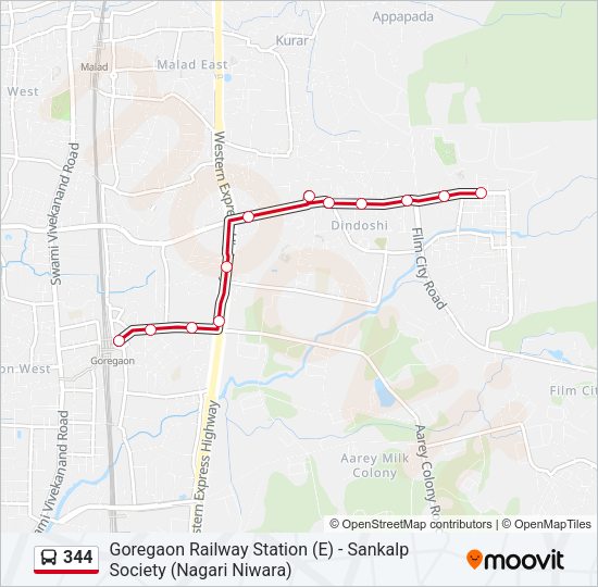 344 Bus Line Map