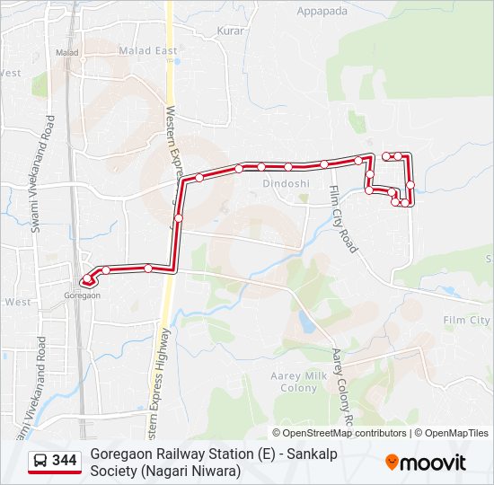 344 Bus Line Map