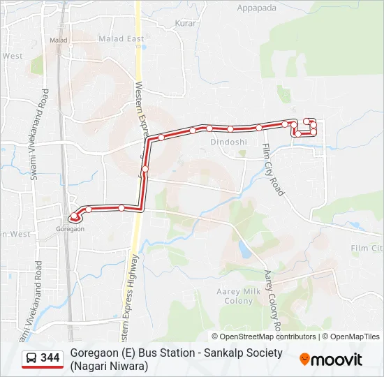 344 Bus Line Map