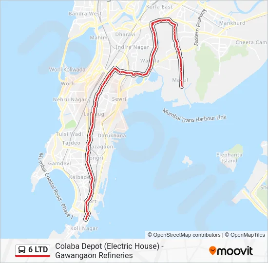 6 LTD Route: Schedules, Stops & Maps - Colaba Depot (Electric House ...