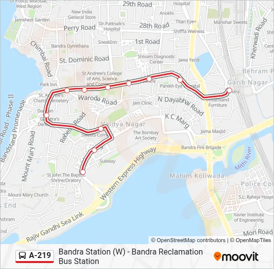 A219 Route: Schedules, Stops & Maps - Bandra Reclamation Bus Station ...