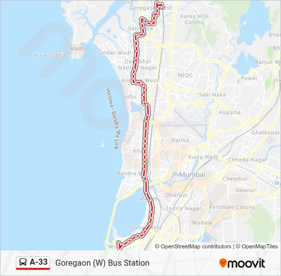 A33 Route: Schedules, Stops & Maps - Goregaon (W) Bus Station (Updated)