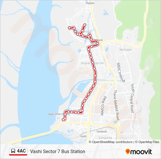 4ac View 4AC Route: Schedules, Stops & Maps - Vashi Sector 7 Bus Station (Updated)