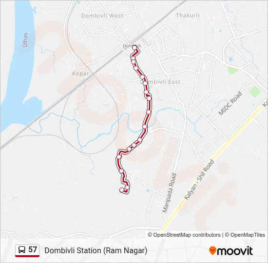 57 Route: Schedules, Stops & Maps - Dombivli Station (Ram Nagar) (Updated)