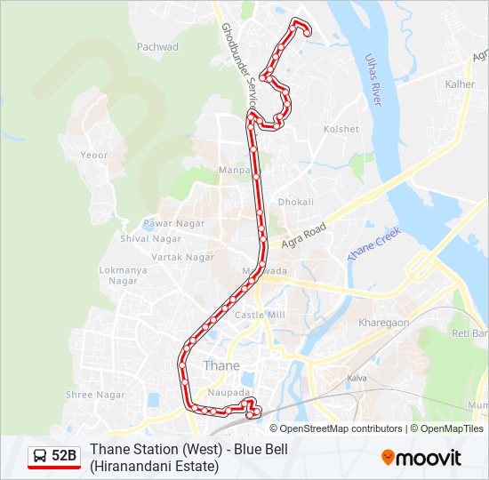 52B bus Line Map