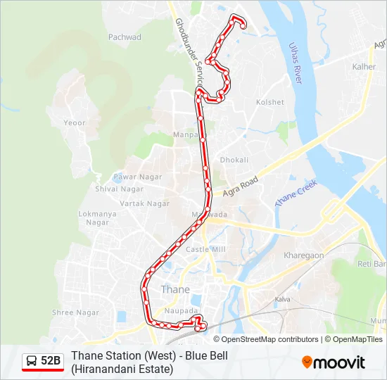 52B Bus Line Map