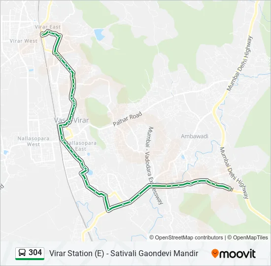 304 Bus Line Map