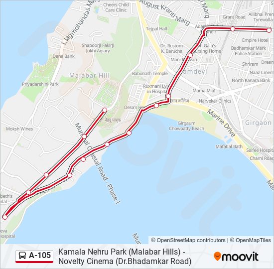 A-105 bus Line Map