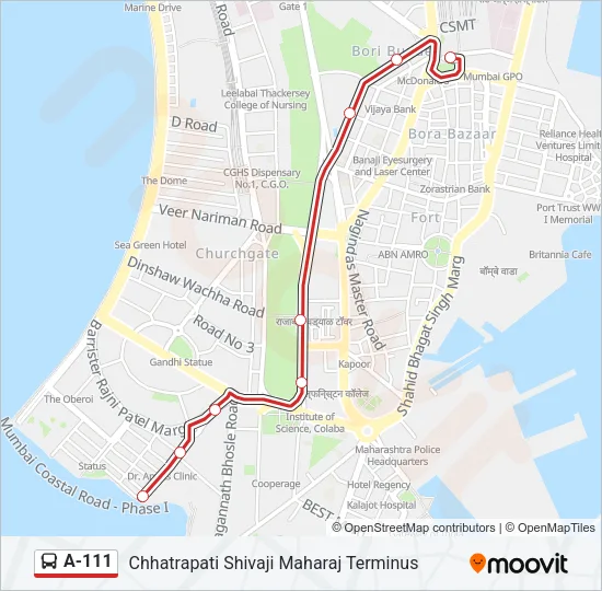 A-111 Bus Line Map