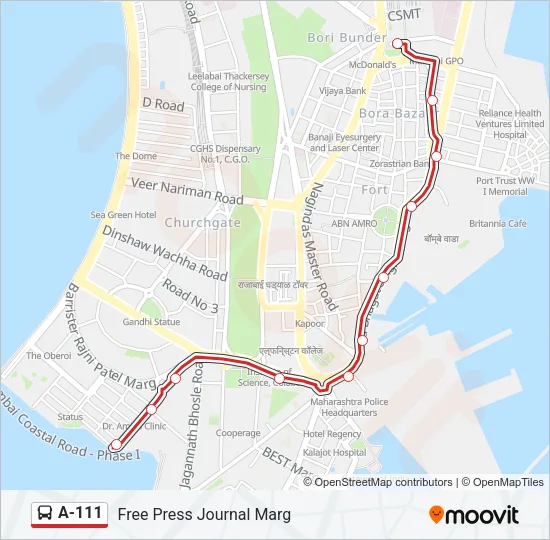 A-111 Bus Line Map