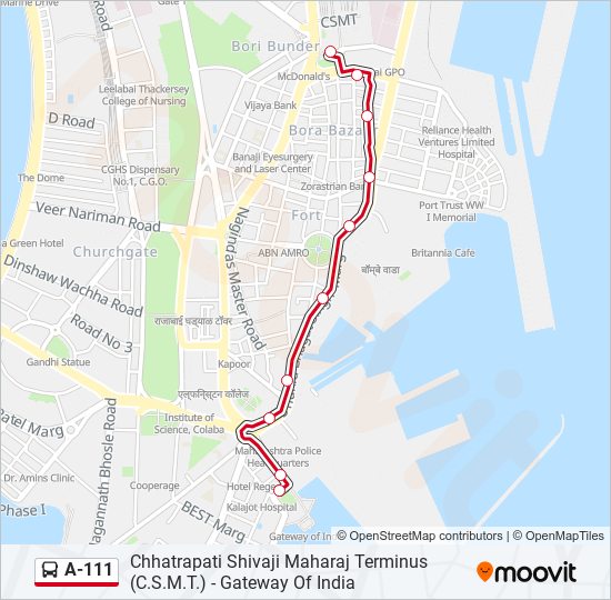 A-111 bus Line Map