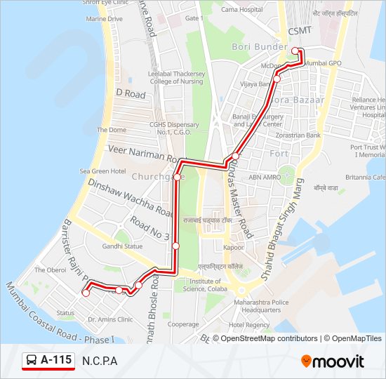 A-115 bus Line Map