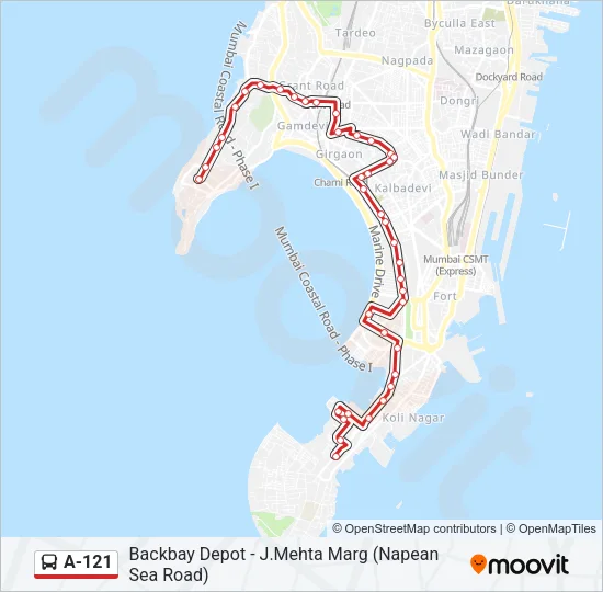 A-121 Bus Line Map