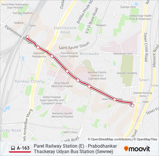 A-163 bus Line Map