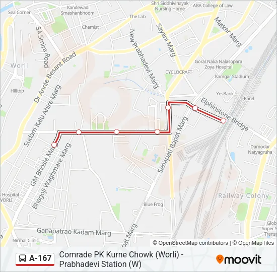 A-167 Bus Line Map